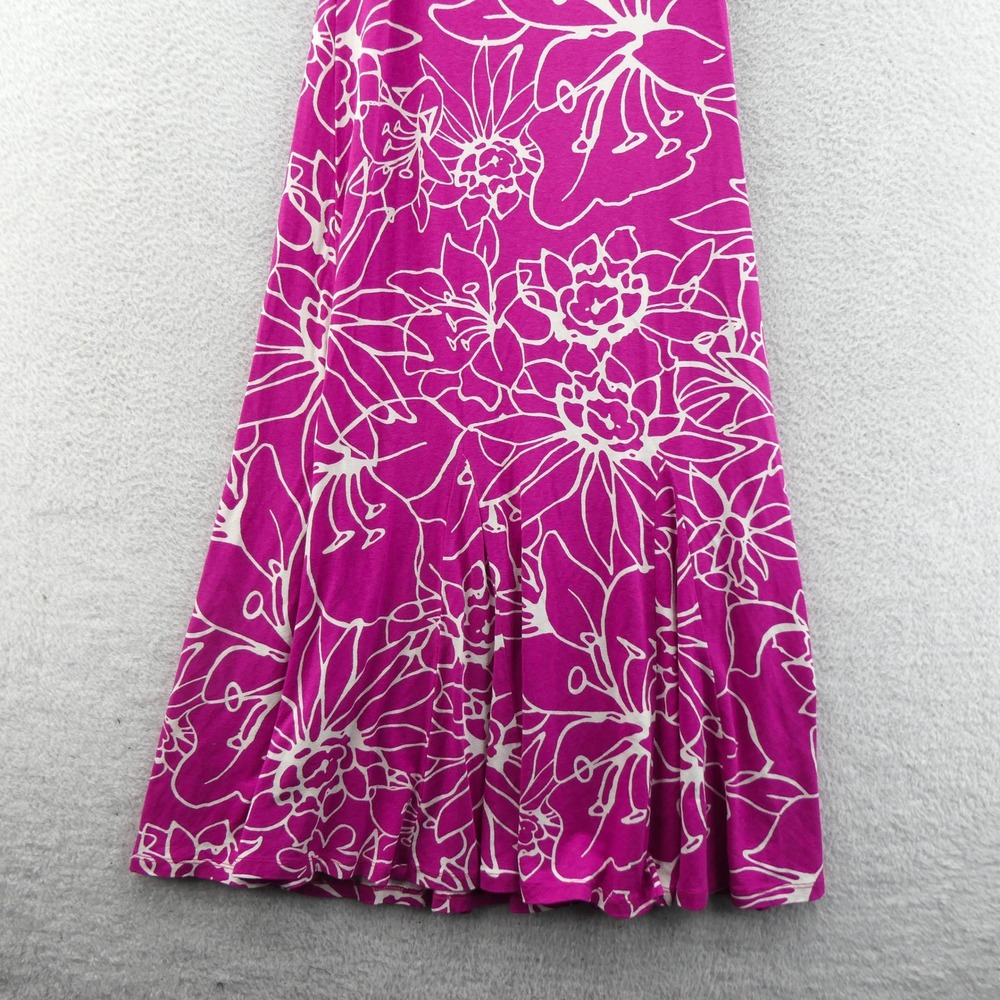 Per Una Dress Women Size 12 Long Vintage Pink Floral Sleeveless Viscose Midi - Picture 9 of 10
